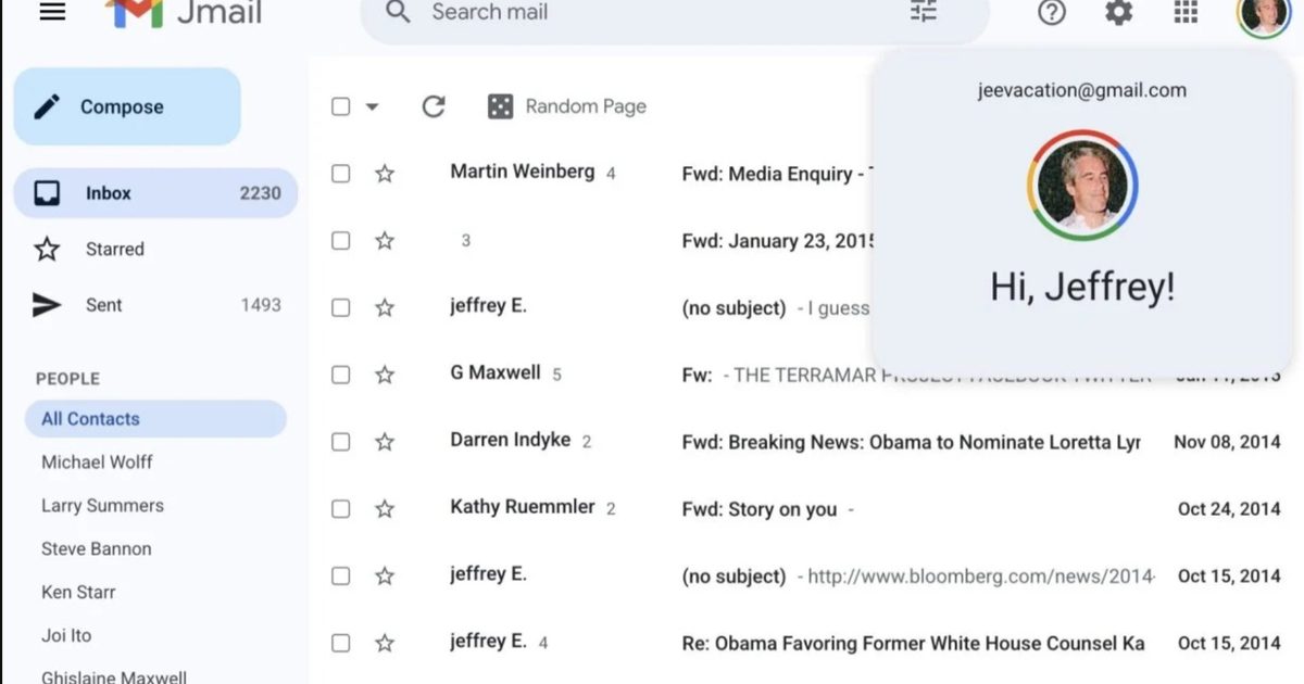 Jmail: una interfaz tipo Gmail para revisar los correos del caso Epstein
